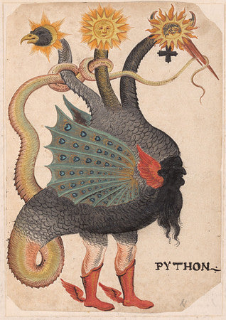 Alchemical painting of Mercurius as a Three-Headed Dragon