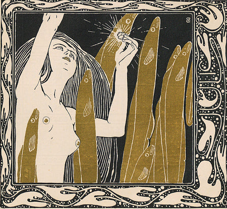 July by Koloman Moser. Art Nouveau female nude. ine art print