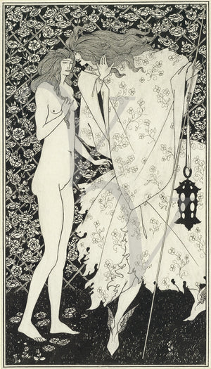 The Mysterious Rose Garden by Aubrey Beardsley. Art Nouveau nude. Fine art print 