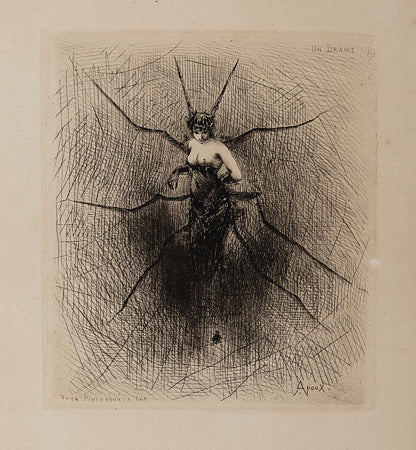 Victorian spider woman illustration by Joseph Apoux. Fine art print 