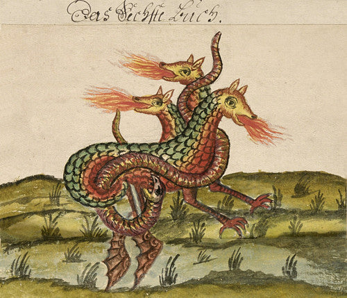 Three Headed Dragon Clavis Artis Alchemy Illustration