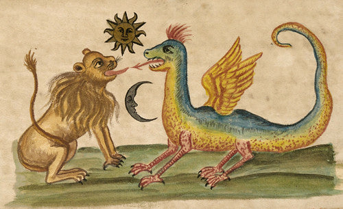 Alchemy. Clavis Artis Lion and Dragon. Fine Art Print