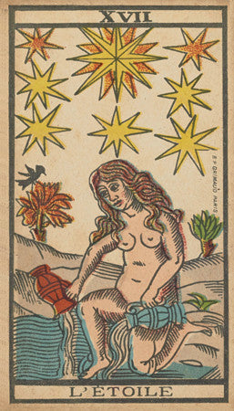 L'Etoile  (The Star). Illustration from an antique French tarot card. Fine art print