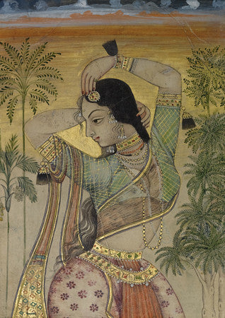 Woman dancing. Exotic painting India. Fine art print