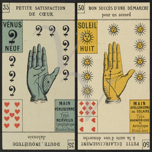 French palmistry cards. Fortune-telling