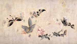  Butterflies and flowers. Qing Dynasty painting. Fine Art Print