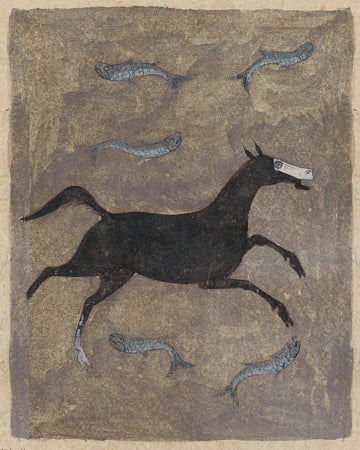 Persian painting of a water horse (faras_al-mâ')