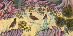 Painting of birds from a Persian manuscript. Fine art print