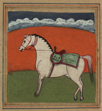 Persian painting of a white Stallion