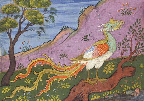 Persian painting of a mythological ʿAnqā Bird