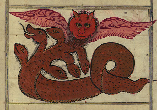 Mythological winged creature from Vaynah. Ottoman Turkish painting