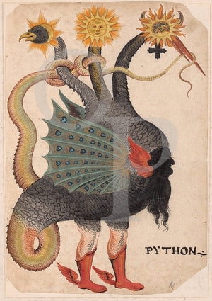 Mercurius as a Three-Headed Dragon. Alchemy painting