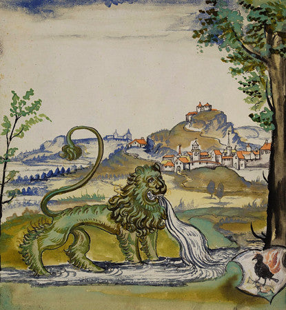 Alchemical green lion painting. 