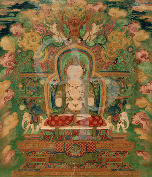 Painting of Manjushri Bodhisattva, known as the Bodhisattva of Great Wisdom in Mahayana Buddhism