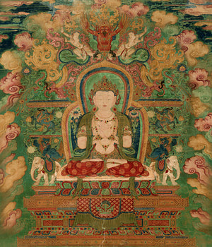 Painting of Manjushri Bodhisattva, known as the Bodhisattva of Great Wisdom in Mahayana Buddhism