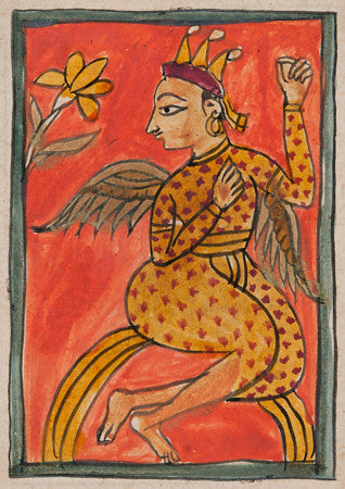Indian painting. Jain Garud, winged man