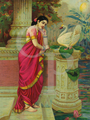 Damayanti and Hamsa painting by Raja Ravi Varma