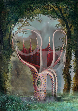 Octopus garden. Deep Blue Forest. Original collage