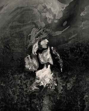 Tempest. Original mixed media collage. Abstract woman