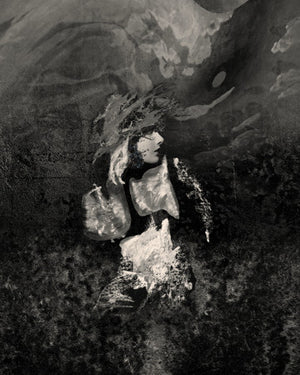 Tempest. Original mixed media collage. Abstract woman