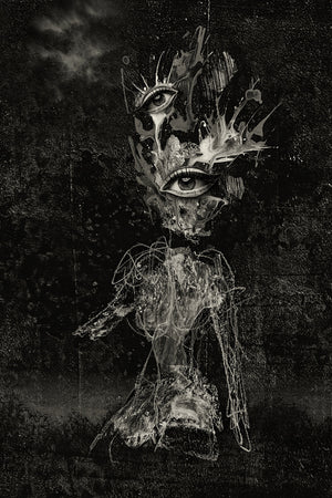 Second Sight. Deep Fix to Ganymede. Original Surreal Woman Collage