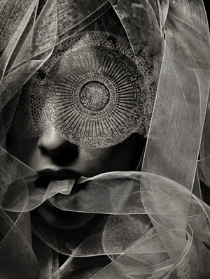 Labyrinth. Dark surreal woman collage