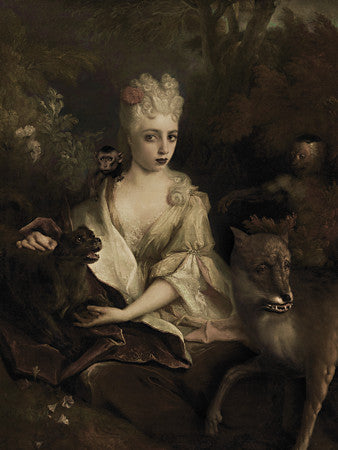 Fringe Dwellers. Original collage. Woman with forest animals