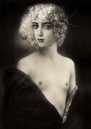 Chrysalis. Portrait of an androgynous beauty original collage. Fine art print