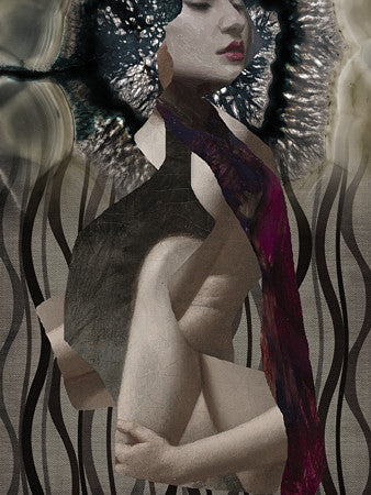 Tantalize. Original collage. Dreaming woman