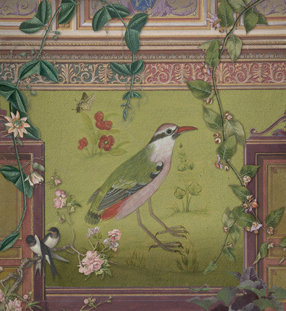 Winter Garden. Exotic bird collage. 