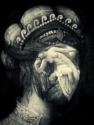 Muse. Surreal woman original collage. Fine art print 