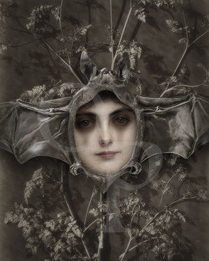 Belladonna. Original collage. Gothic bat woman