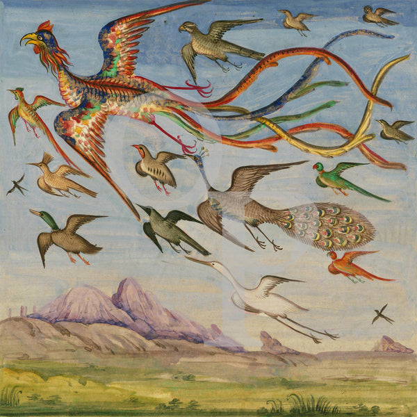 A Mythical Simurgh and Army of Birds. Persian Art - Opium of the Poets