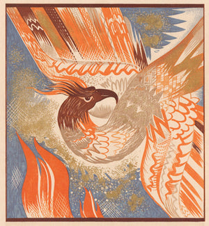 Mythological bird, possibly a Simurgh or a Phoenix 