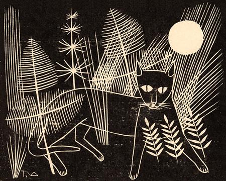 Black Cat Under Full Moon. Fine Art Print