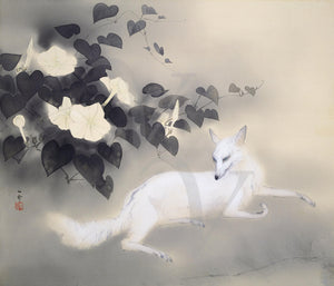 Summer Evening by Hashimoto Kansetsu. Japanese fox painting. Fine art print