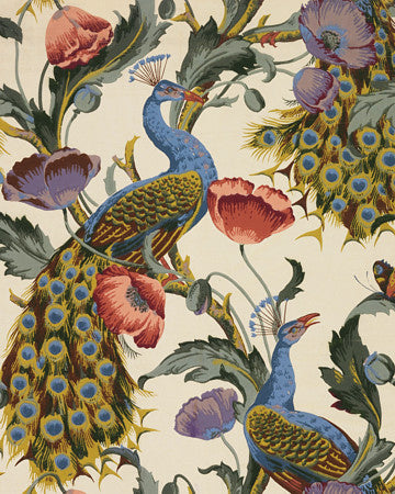 Peacocks and Flowers. Floral Art Nouveau Fine Art Print