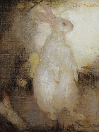 White rabbit standing. Jan Mankes painting. Fine art print