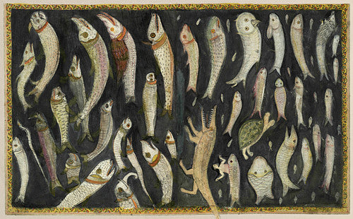 Strange Sea Creatures. Persian painting. Fine Art Print