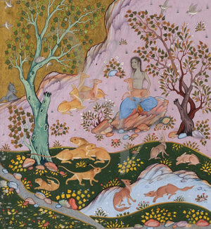 Painting from a Persian book of poetry by Nizami. Fine art print