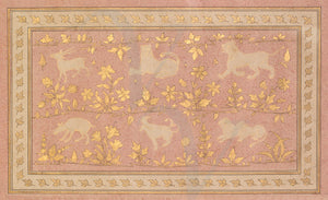 Indian artwork of lions and gazelles. Mughal. Fine art print