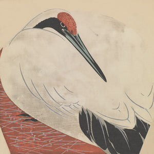 Japanese woodblock print of a crane. Fine art print 