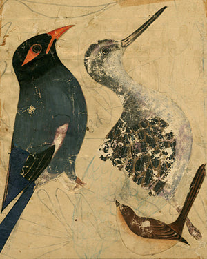 Persian bird painting. Antique birds. Fine art print 