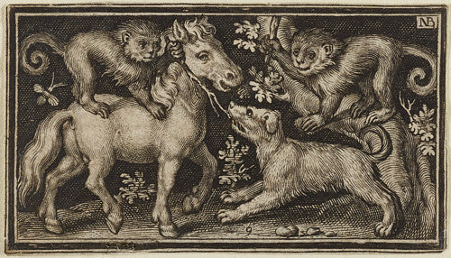 Engraving of animals from Aesop's Fables