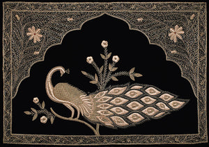 Egyptian peacock embroidery art print