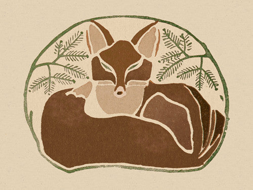 Fox and Ferns. Art Nouveau design print