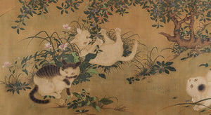 Kittens Playing in a Spring Garden.Chinese Qing Dynasty painting