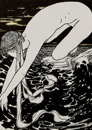 Art Nouveau illustration of Leander, from the Greek myth of Hero and Leander