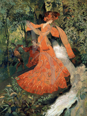 Art Nouveau painting of an elegant woman. Fine art print