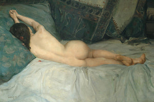 Sleeping female nude painting. Fine art print